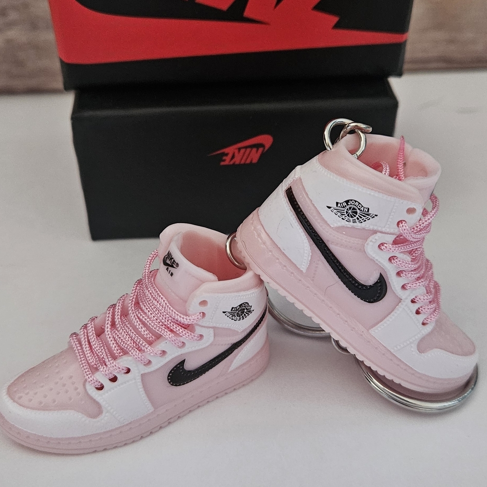 Nike Pink and White Sneakers Keychain Set of Two NIB